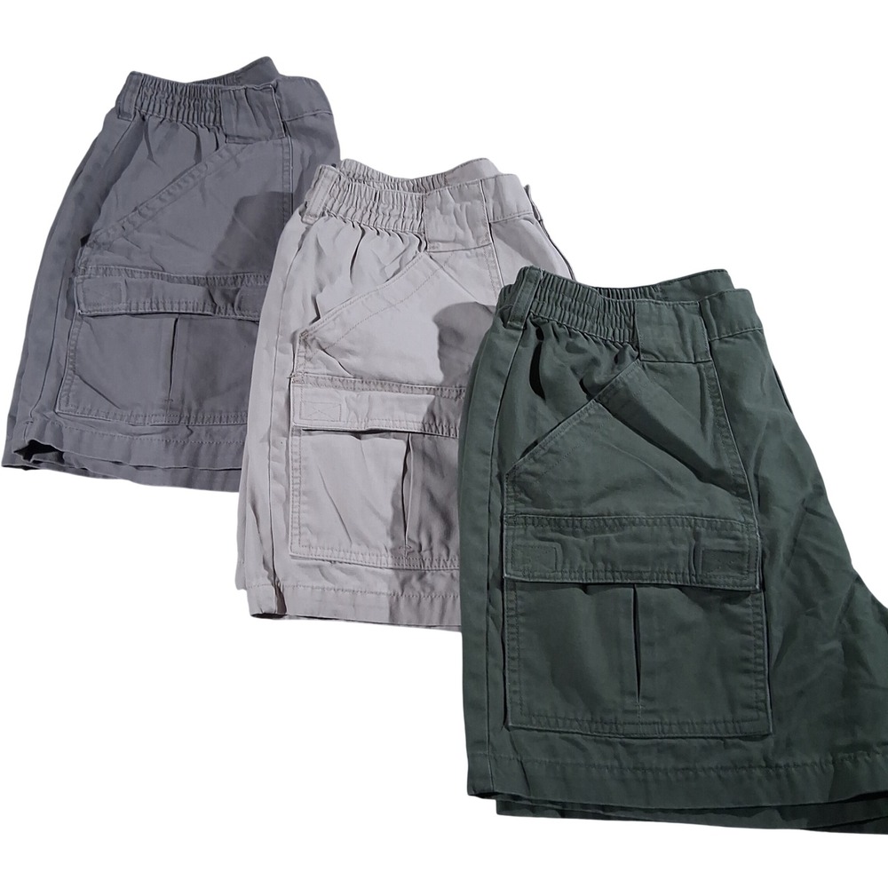 Red Head Men's 38 Cargo Shorts (Fits 34" Waist Size) Green Khaki Grey 3 Pair LOT